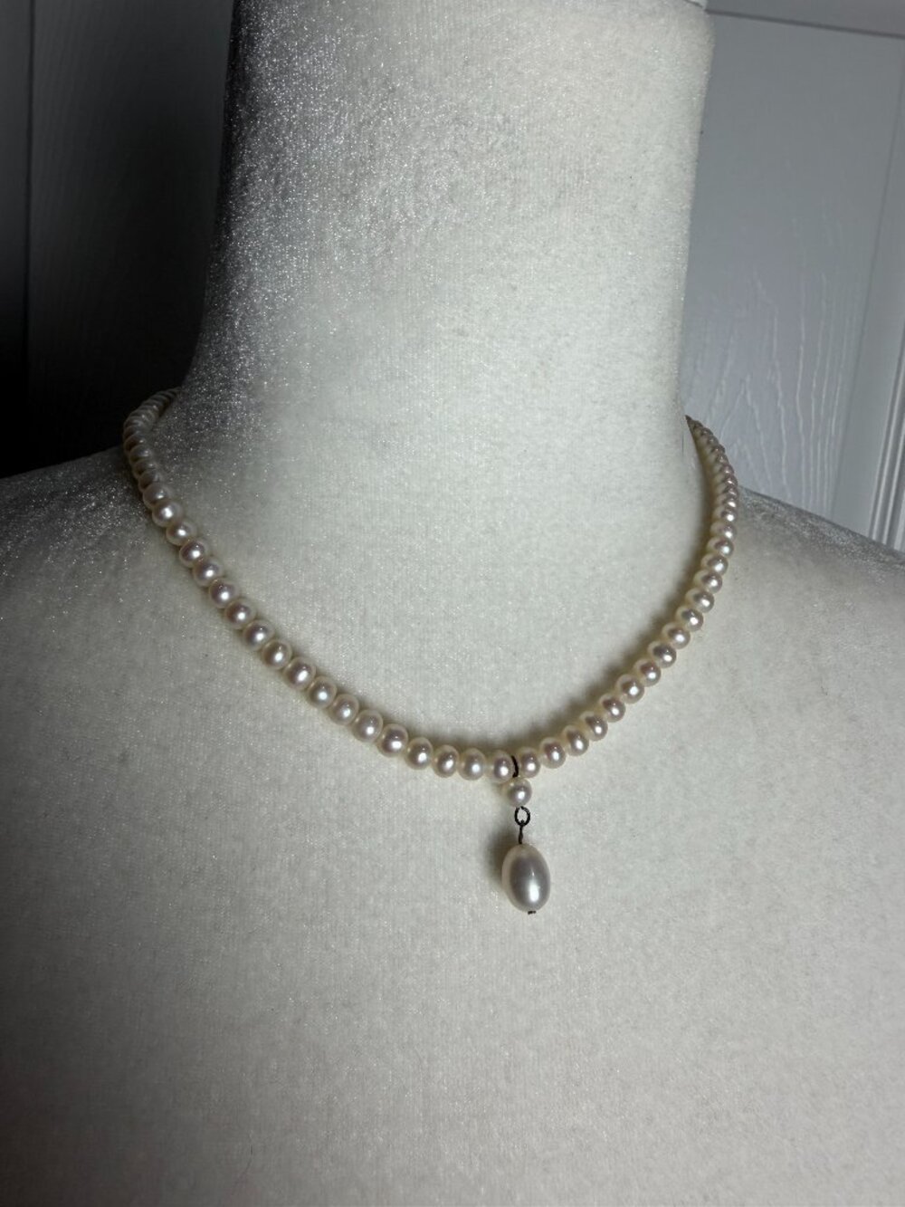 Vintage Pearl Bead Pearl Drop Necklace Choker